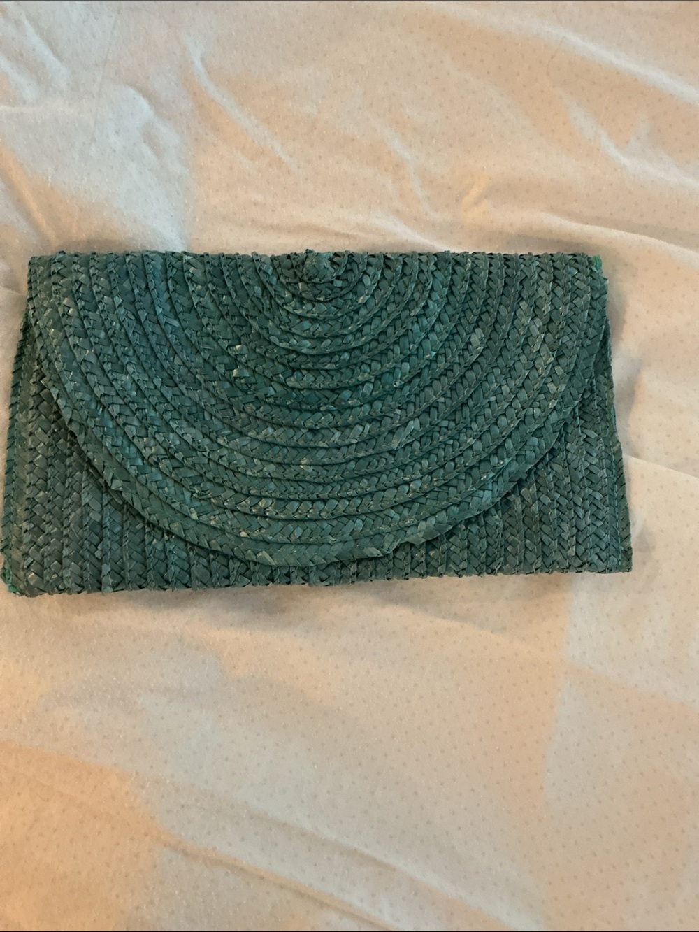Woven Straw Clutch - Teal